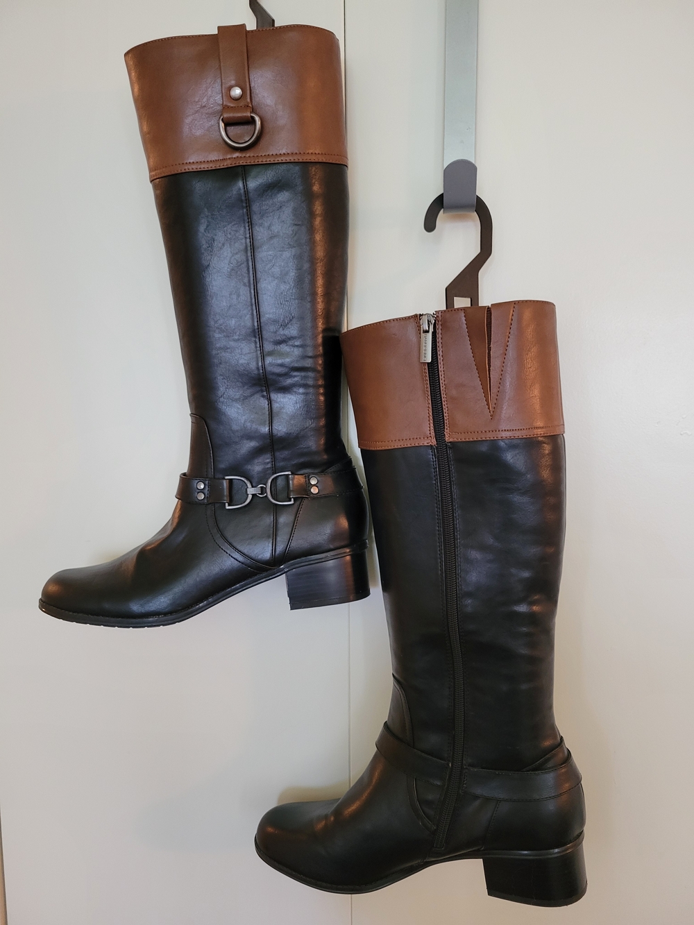 Bandolino Two-Tone Knee Boots in Black and Brown